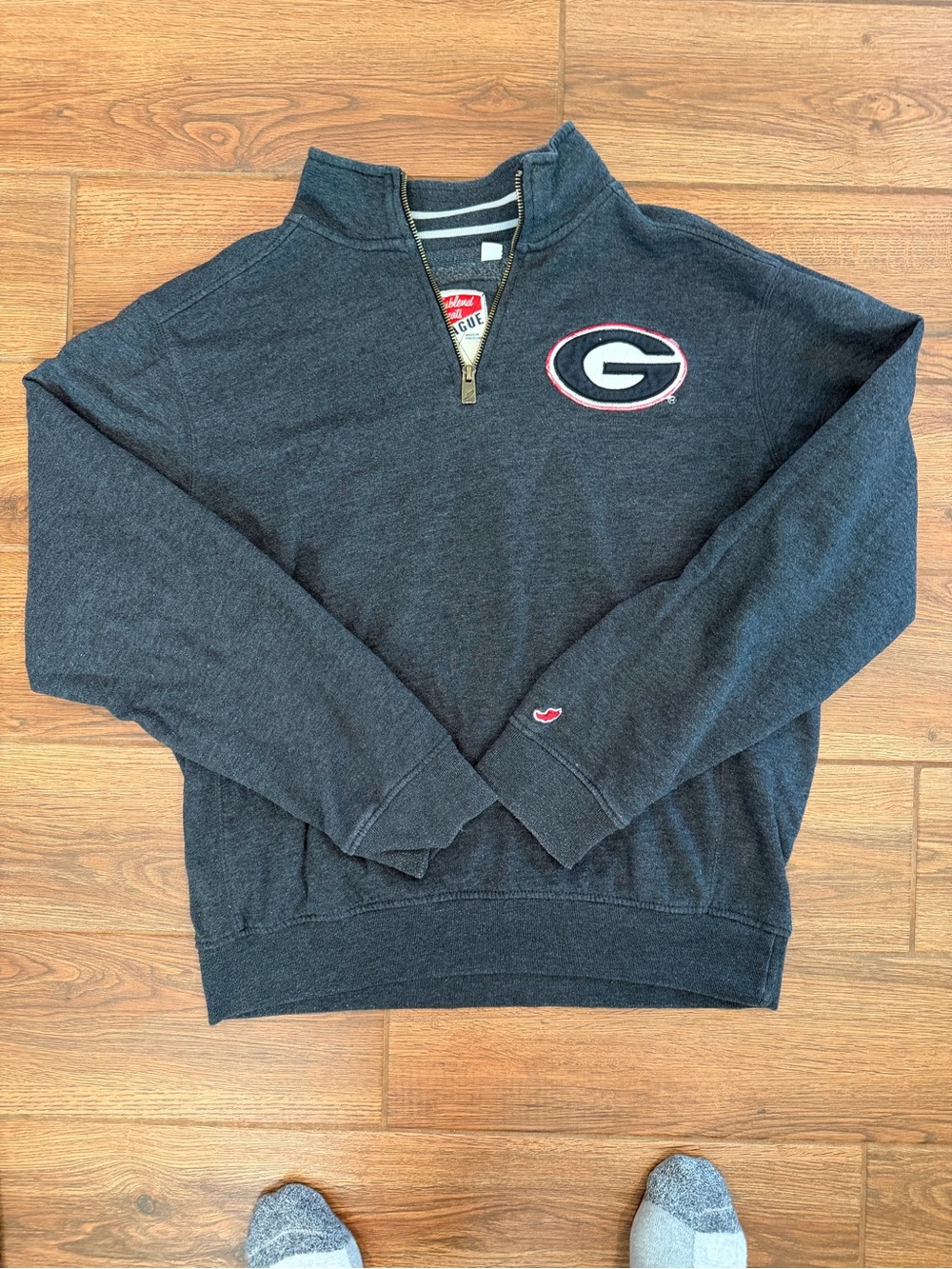 League Men's Dark Charcoal Georgia Bulldogs Half-Zip Sweatshirt / large